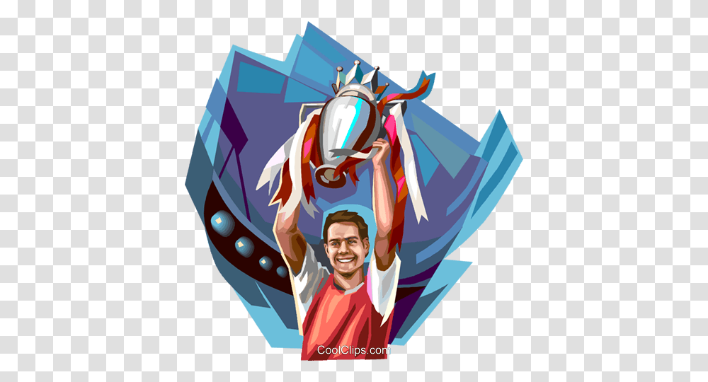 Sports Champion With Trophy Royalty Free Vector Clip Art, Poster, Advertisement, Person, Outdoors Transparent Png