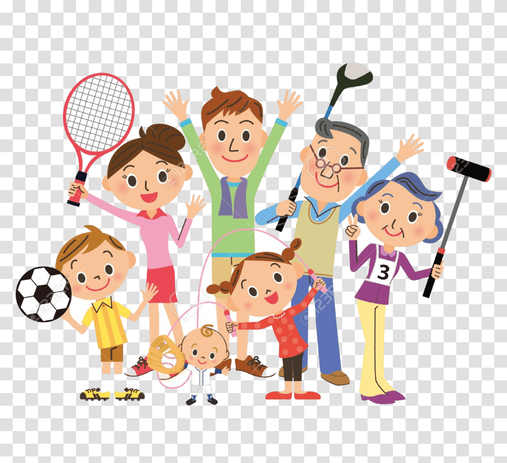 Sports Free Clipart Family Clip Art On Family Playing Sports Clipart, Person, Human, People, Drawing Transparent Png