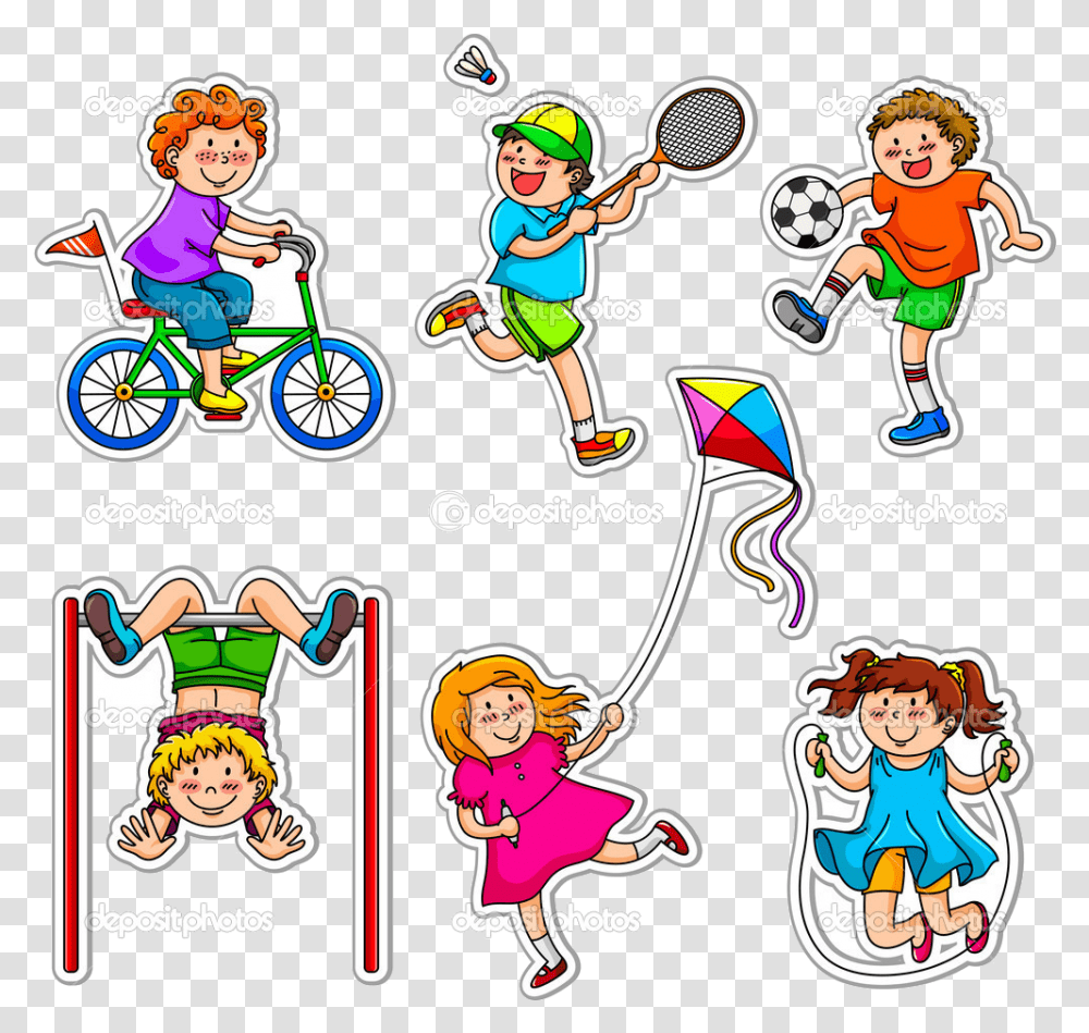 Sports Kids Clipart Depositphotos Active Playing Games Clipart, Flyer, Poster, Advertisement, Person Transparent Png