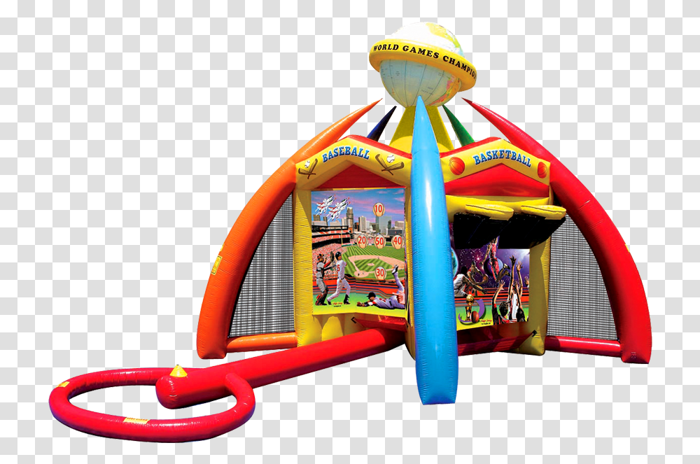 Sports World Six Game Challenge Inflatable Carnival Games, Person, Human, Toy, Play Area Transparent Png
