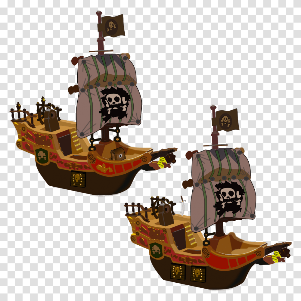 Spot The Difference Between Those Two Pirate Ships Cartoon Pirate Ship 3d, Nutcracker, Architecture, Carriage, Vehicle Transparent Png