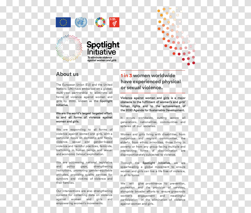 Spotlight Initiative Background Note Document, Text, Poster, Advertisement, Flyer Transparent Png