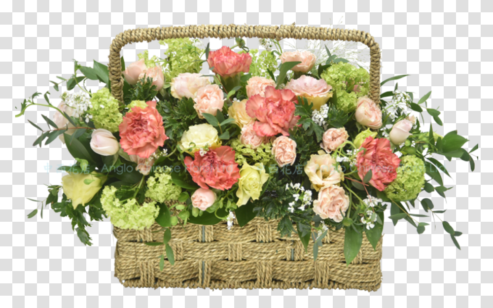 Spray Roses Carnations And Ssasonal Flowers Md1914included Garden Roses, Plant, Blossom, Basket, Peony Transparent Png