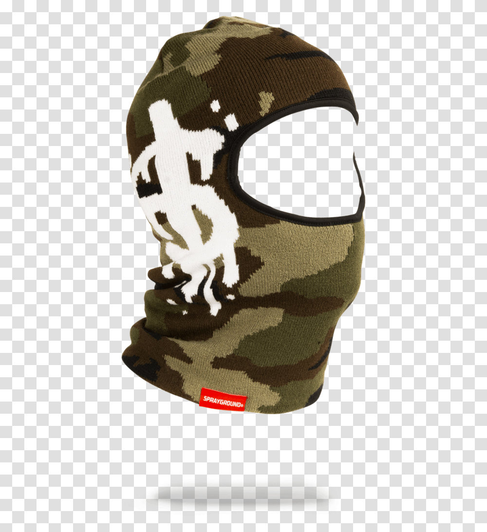 Sprayground Camo Money Drip Ski Mask Ski Mask Ski Mask Sprayground, Military Uniform, Hat, Apparel Transparent Png