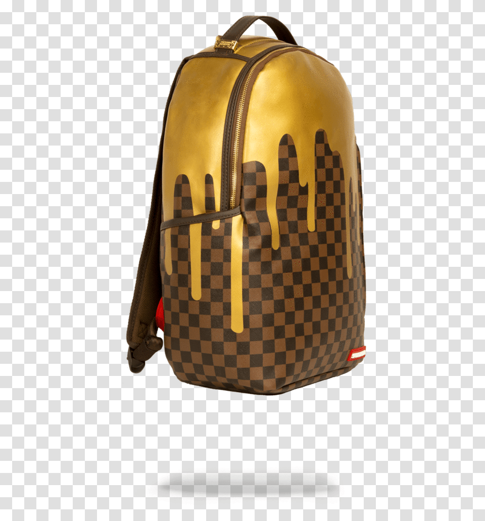 Sprayground Gold Checkered Drips Backpack, Bag, Handbag, Accessories, Accessory Transparent Png
