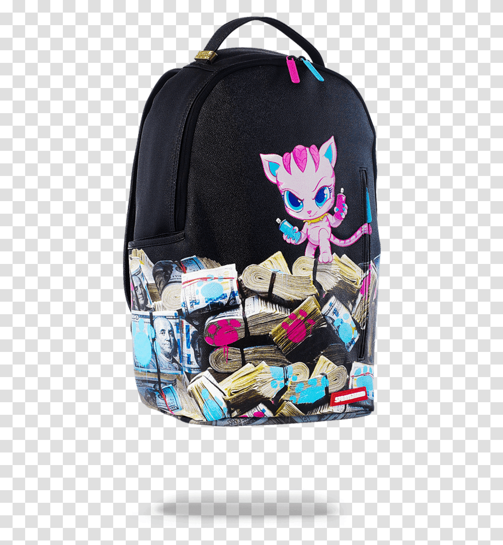 Sprayground Kitten Money Stacks Backpack, Bag, Label Transparent Png