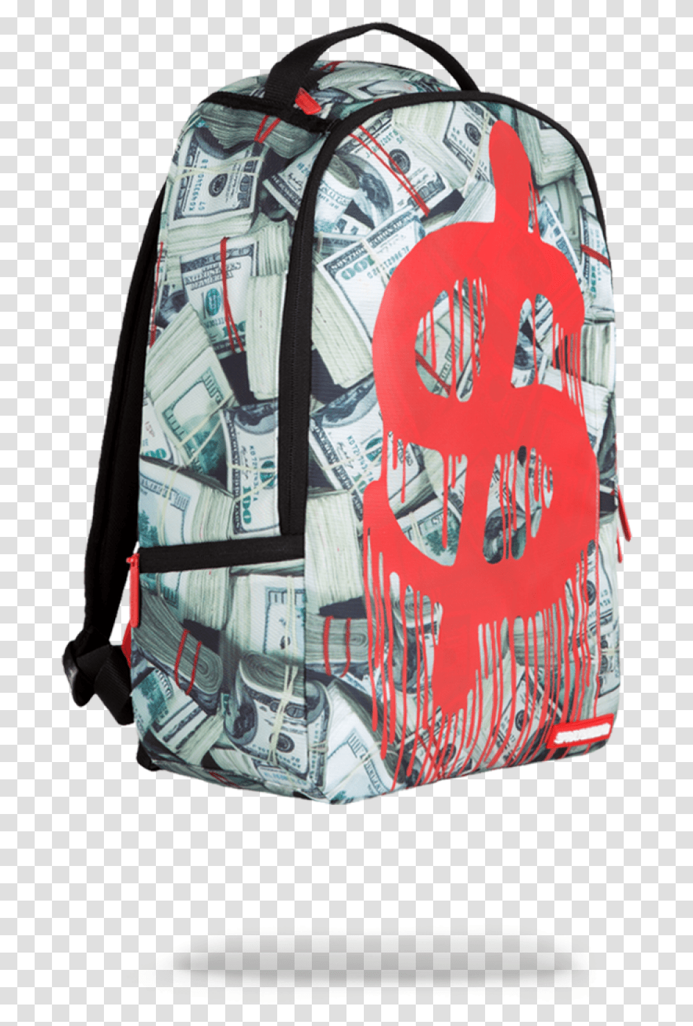 Sprayground Mooney Drips Angle Money Drip Sprayground Bag, Backpack, Label, Accessories Transparent Png