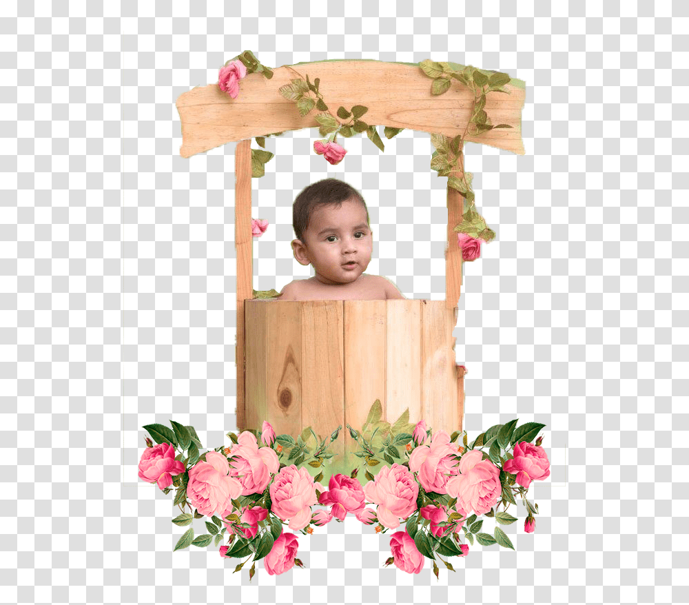 Spring Baby Photo Background Vintage Flowers Border, Plant, Person, Wood, Face Transparent Png