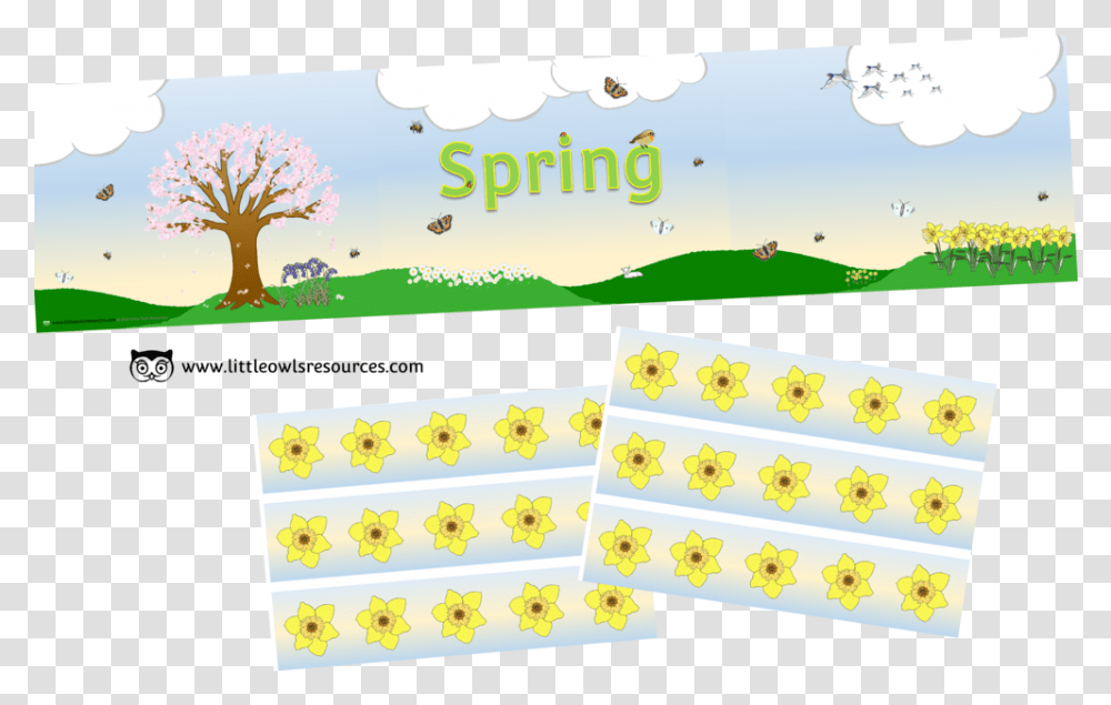Spring Display Banner And Borders Tree, Rug, Food, Paper Transparent Png