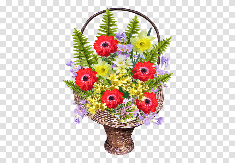 Spring Flower Basket Free Photo On Pixabay Floral, Plant, Flower Bouquet, Flower Arrangement, Blossom Transparent Png