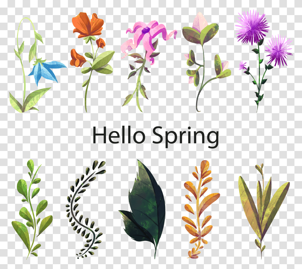 Spring Flower Watercolor Flowers And Plants, Vase, Jar, Pottery, Potted Plant Transparent Png