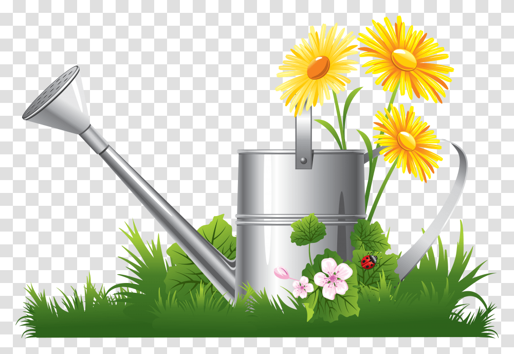 Spring Flowers Watering Can, Tin, Plant, Blossom Transparent Png