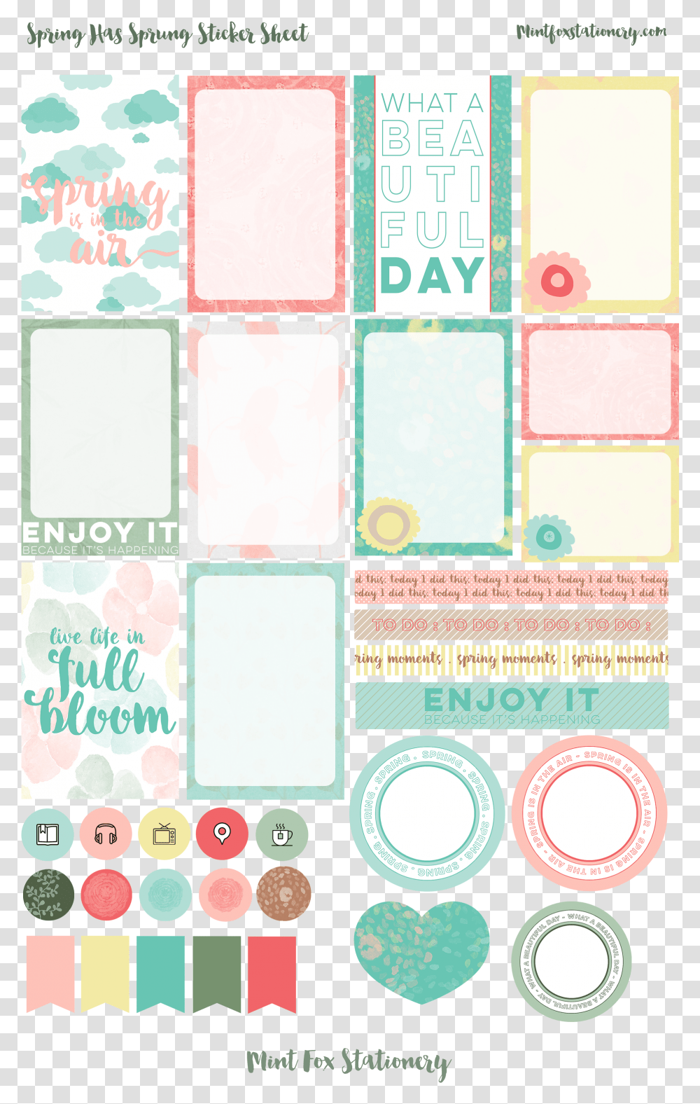 Spring Happy Planner Printable Stickers Eye Shadow, Collage, Poster, Advertisement Transparent Png
