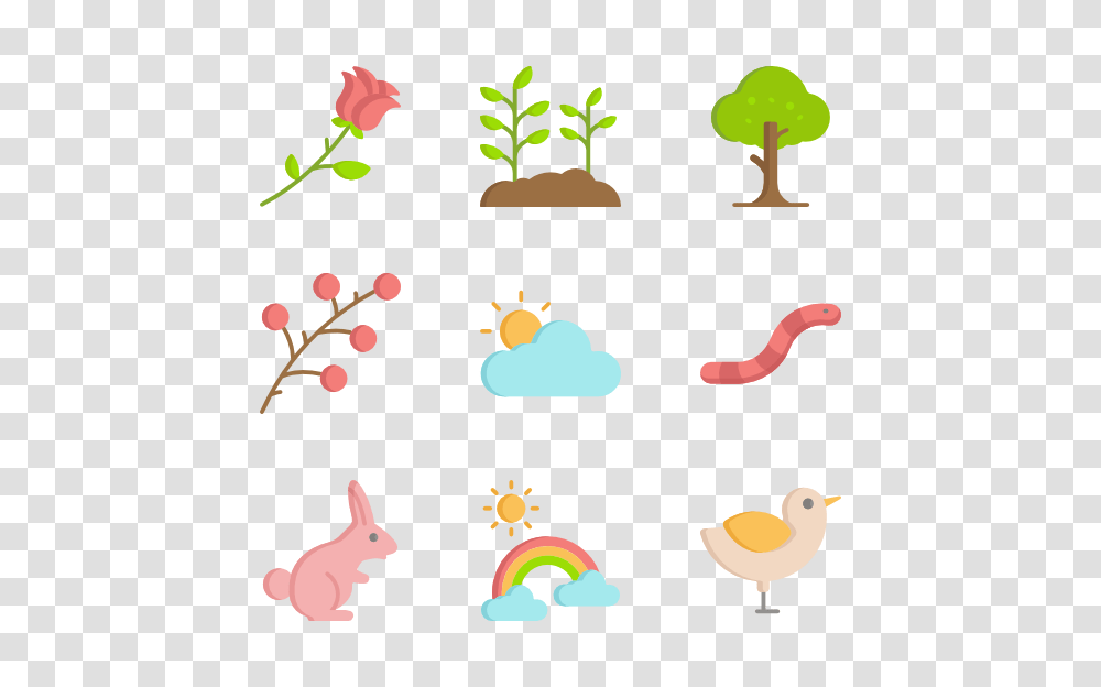 Spring Icons, Bird, Animal, Plant Transparent Png