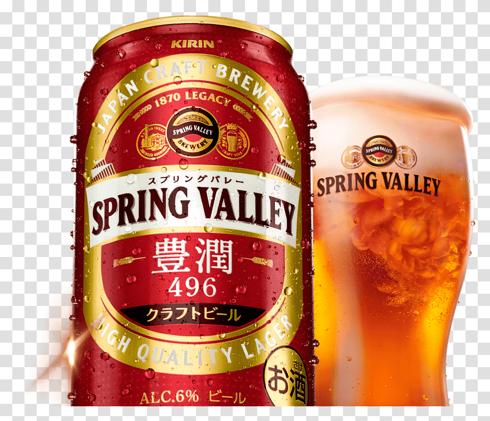 Spring Valley Beer Glassware, Alcohol, Beverage, Drink, Lager Transparent Png