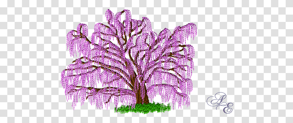 Spring Willow Willow Tree Embroidery Design, Plant, Purple, Flower, Blossom Transparent Png