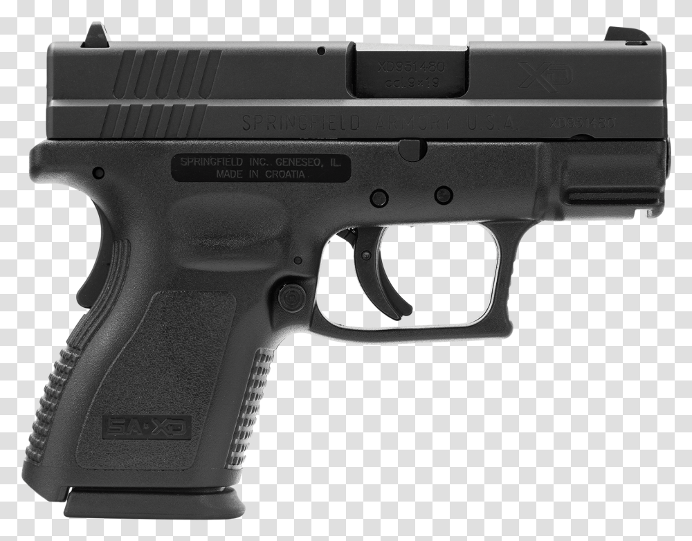 Springfield Armory Xd9801sp06 Xd Sub Compact 9mm Gen 5 Glock, Gun, Weapon, Weaponry, Handgun Transparent Png