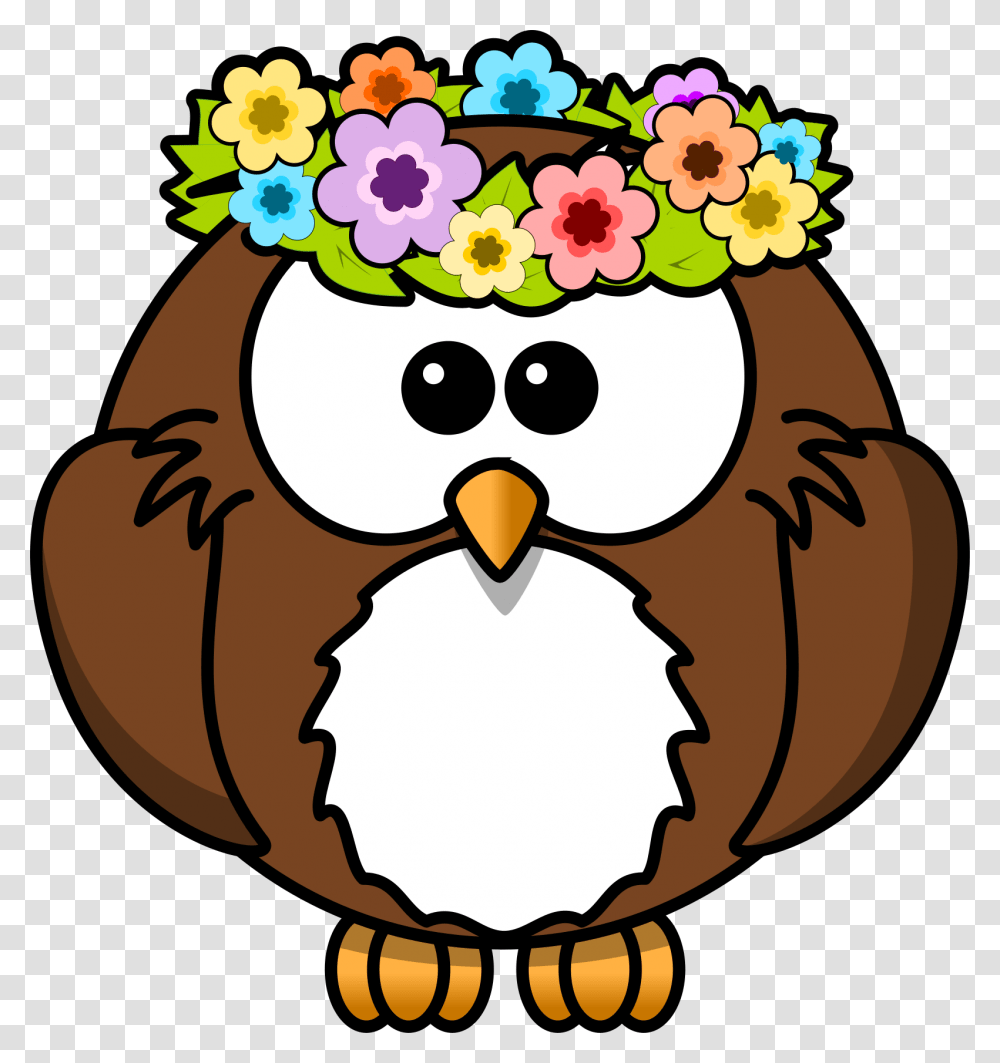 Springtime Animals And Flowers Cartoon Owl, Graphics, Bird, Egg, Food Transparent Png
