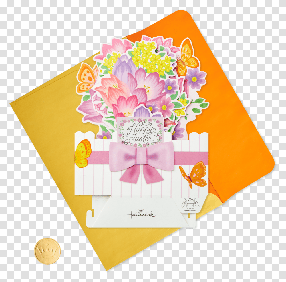 Springtime Flowers Pop Up Easter Card Greeting Card, Envelope, Apparel, Paper Transparent Png