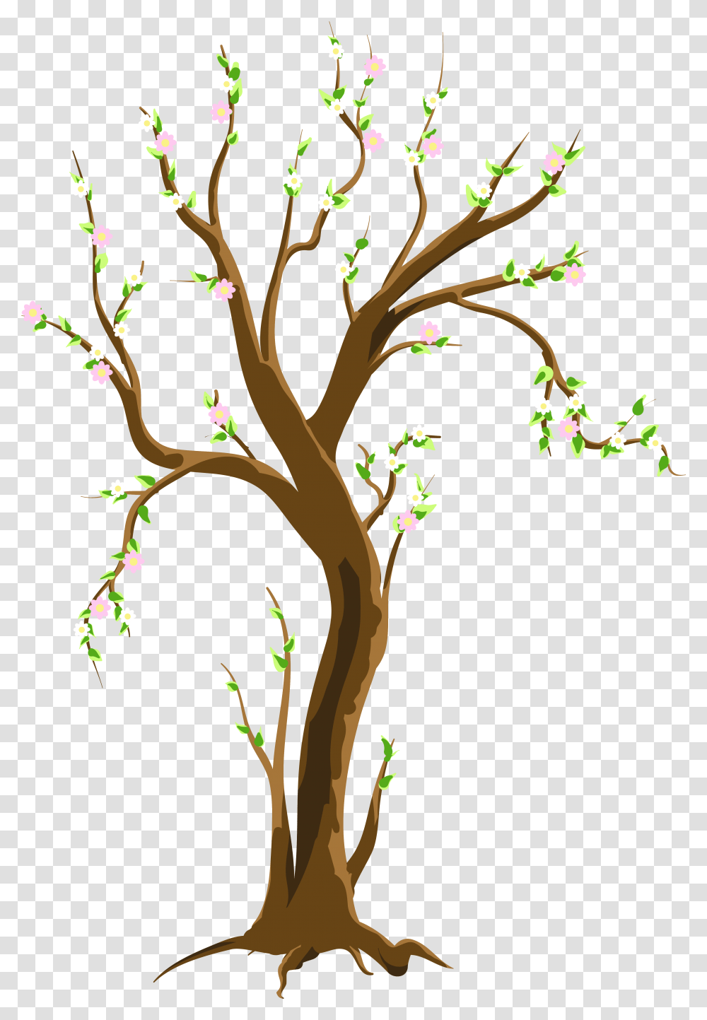 Springtime Tree Black And White Tree In Spring Clipart, Plant, Vegetation, Tree Trunk, Outdoors Transparent Png