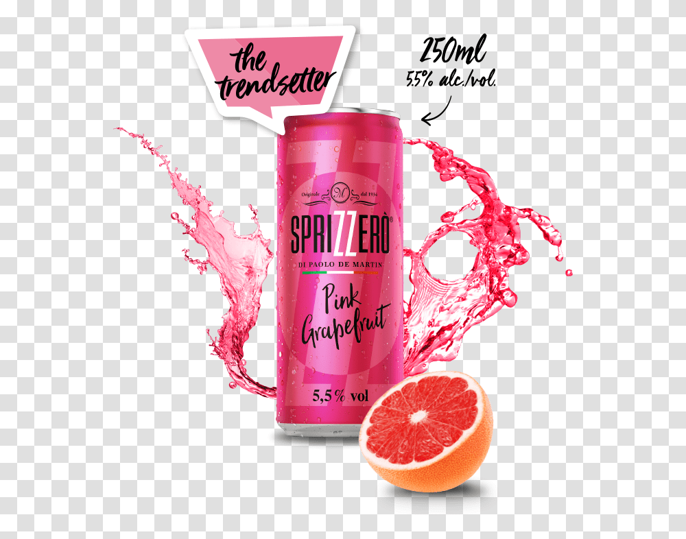 Sprizzer Pink Grapefruit Composing Drink Can Pink, Citrus Fruit, Produce, Food, Plant Transparent Png
