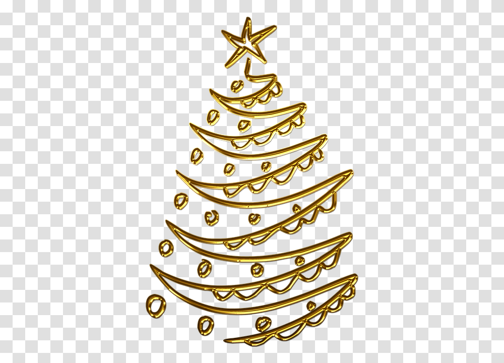 Spruce Christmas Tree Christmas Gold Golden Christmas Ornament, Plant, Pattern, Jewelry, Accessories Transparent Png