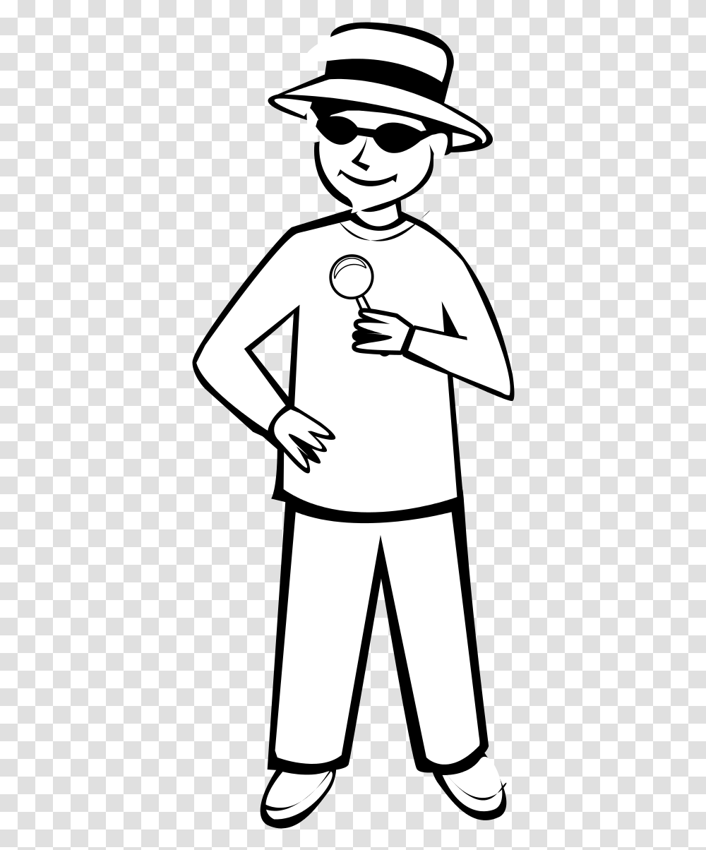 Spy Kid Outline 2 Clipart By Rygle Wear Sunglasses Clipart Black And White, Person, Stencil, Hat Transparent Png