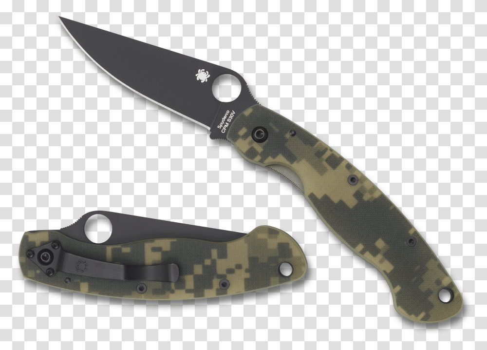 Spyderco Military Camo Black Blade Transparent Png
