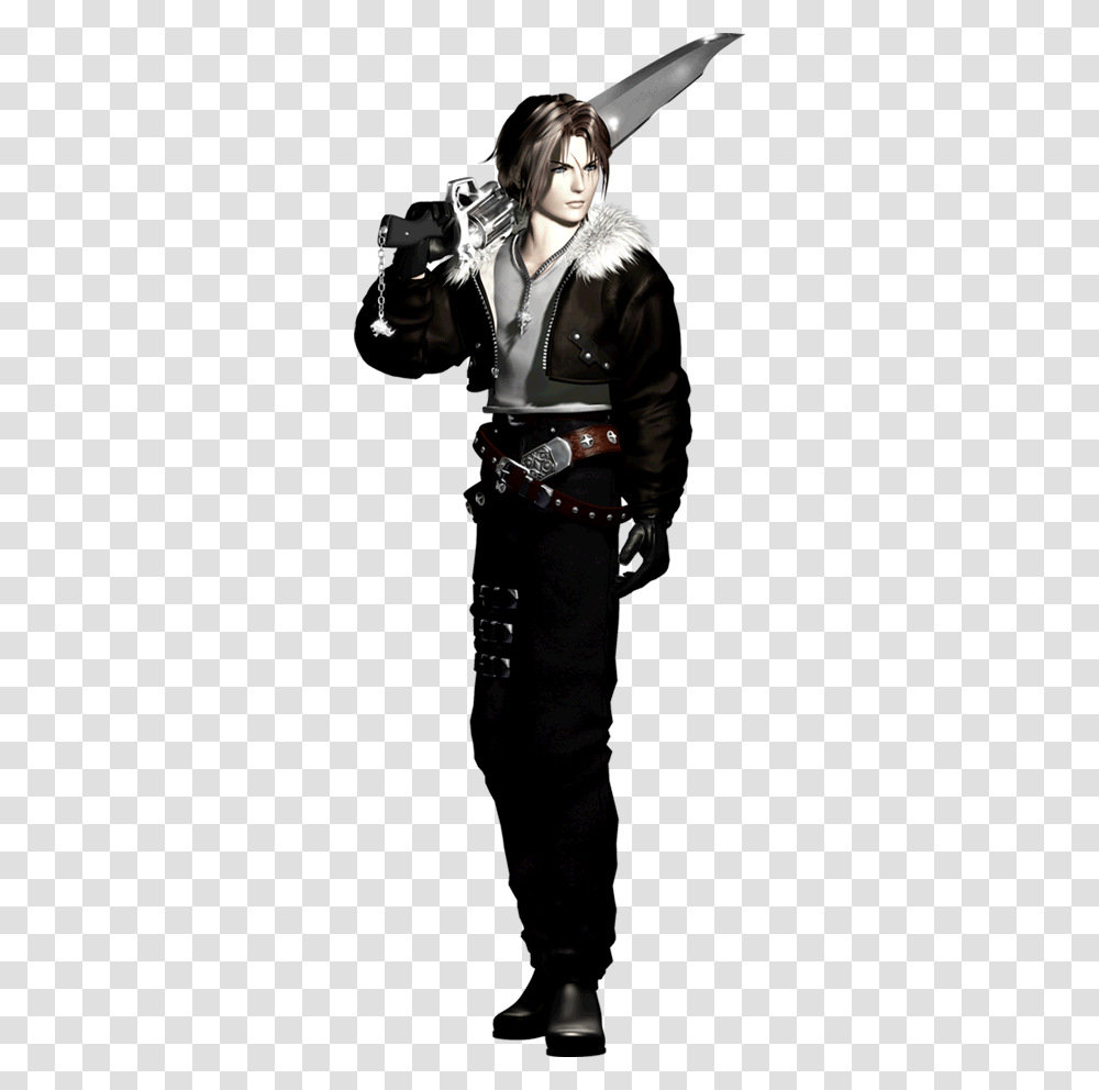 Squall Leonhart Cg Render For Final Fantasy Viii Squall Leonhart Ff8 Art, Person, Costume, Weapon Transparent Png