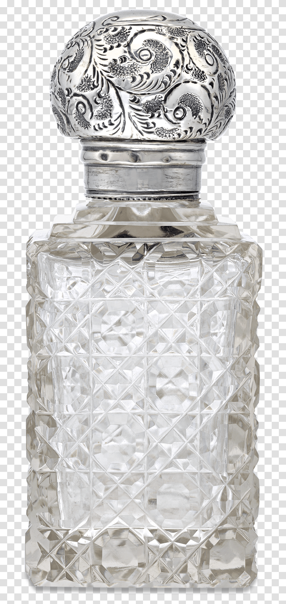 Square Cut Glass And Silver Perfume Flacon, Wedding Cake, Dessert, Food, Jar Transparent Png