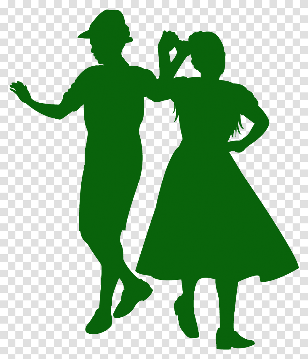 Square Dance Silhouette, Person, Leisure Activities, Green Transparent Png