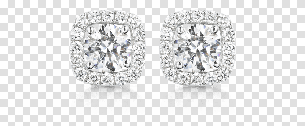 Square Diamond Halo Earrings, Gemstone, Jewelry, Accessories, Accessory Transparent Png