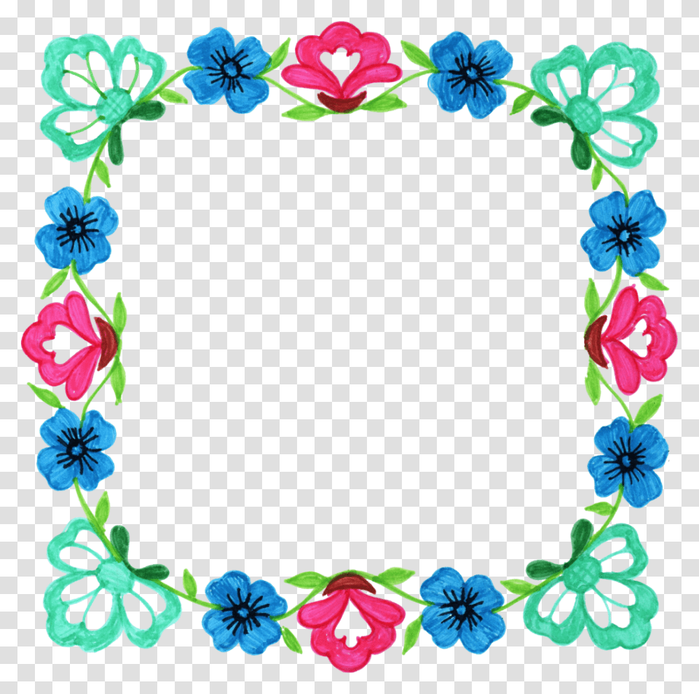 Square Frame Clipart Flower Frame Square, Oval, Floral Design, Pattern Transparent Png