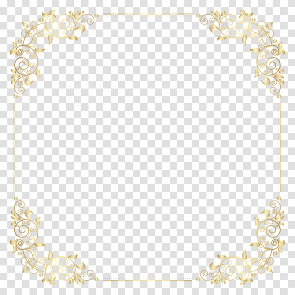 Square Gold Golden Frame Border Squareframe Decoration Art Deco Frames, Accessories, Accessory, Jewelry, Necklace Transparent Png