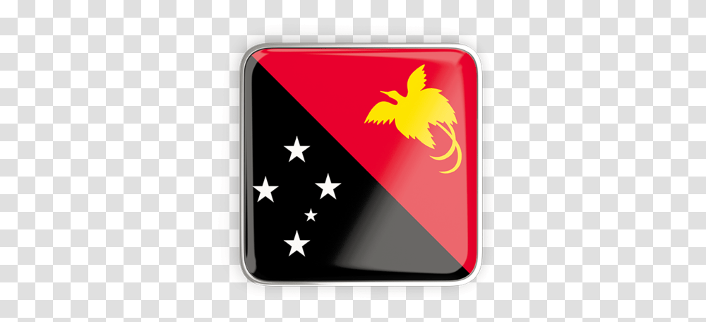 Square Icon With Metallic Frame Papua New Guinea Flag, Star Symbol, Sign, Emblem Transparent Png