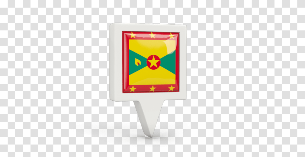 Square Pin Icon Illustration Of Flag Grenada Grenada Football Association, Text, Symbol, Logo, Trademark Transparent Png