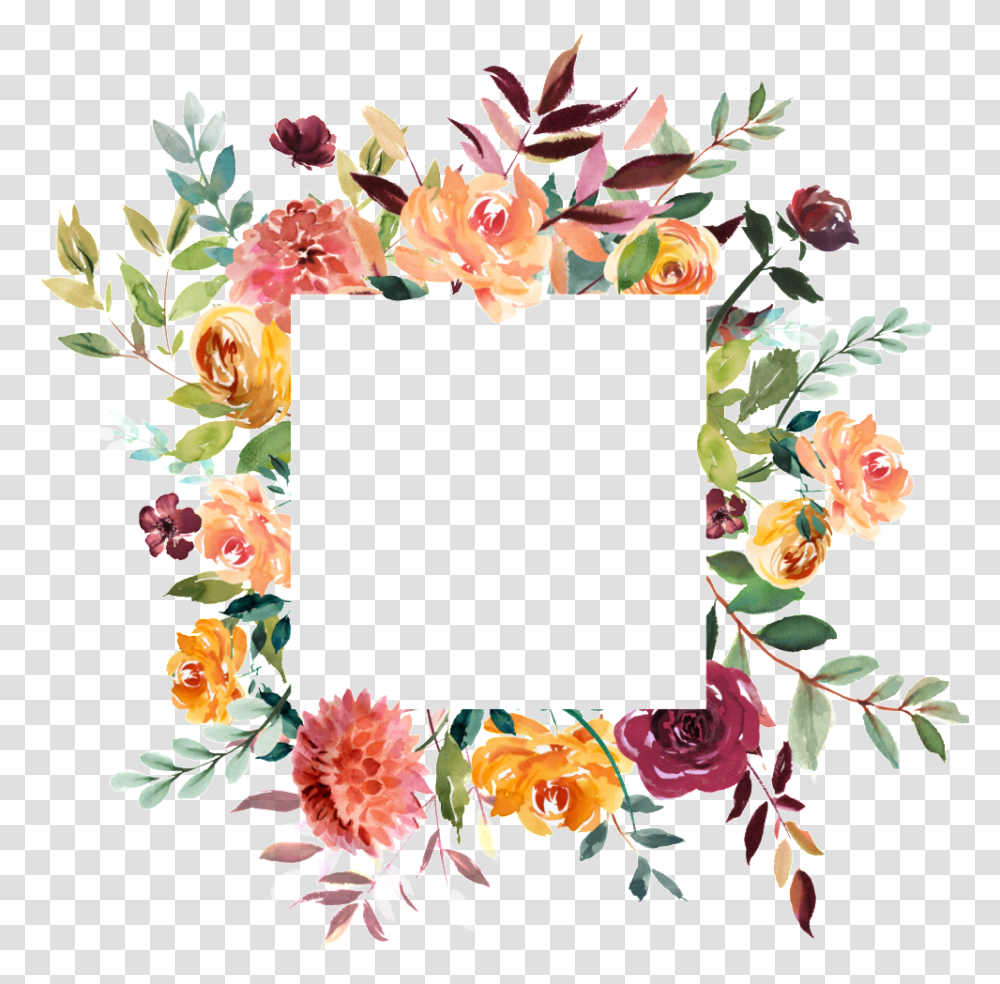 Square Wedding Invite Floral Clipart Square Floral Frame, Graphics, Floral Design, Pattern, Wreath Transparent Png