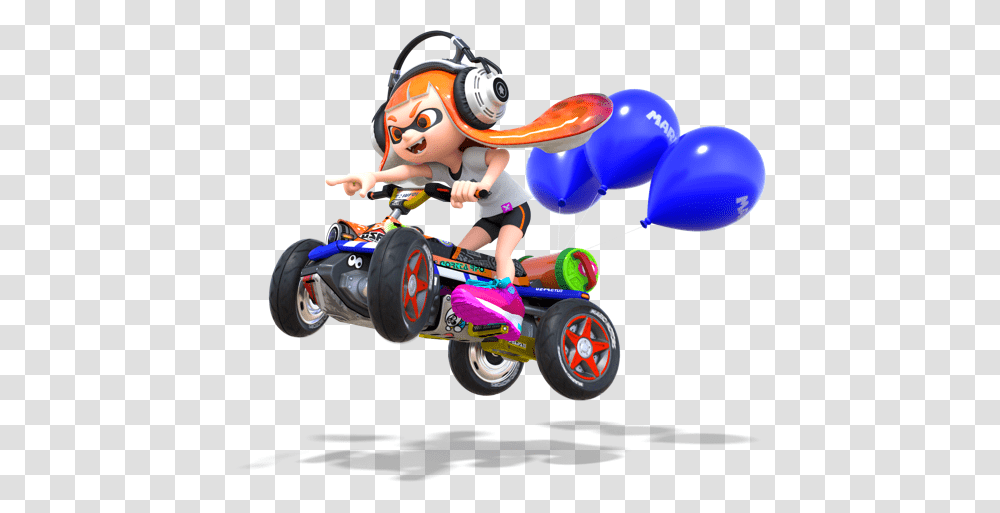 Squid Girl On Kart Nintendo Mario Kart Mario Kart, Toy, Vehicle, Transportation, Person Transparent Png