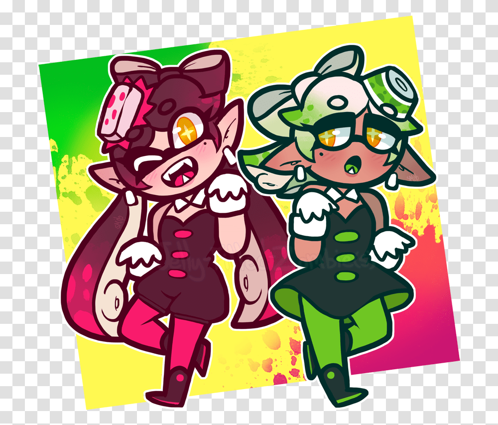 Squid Sisters Chibis Cartoon, Super Mario, Label Transparent Png