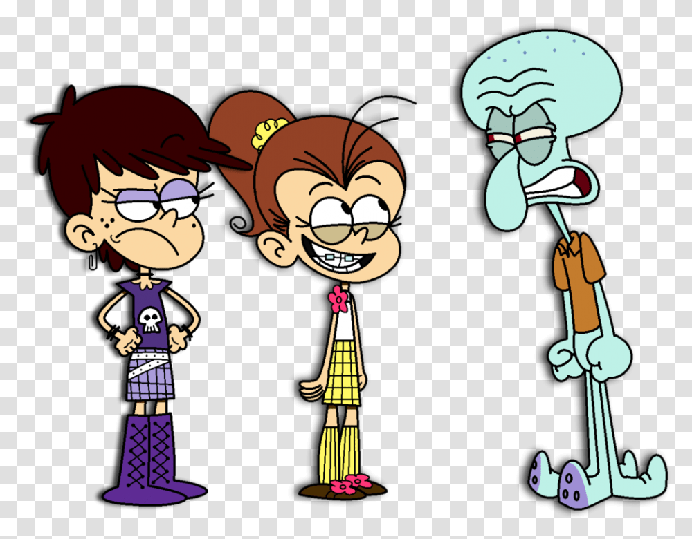 Squidward Angry Loud House Luna, Crowd, Book, Comics, Face Transparent Png