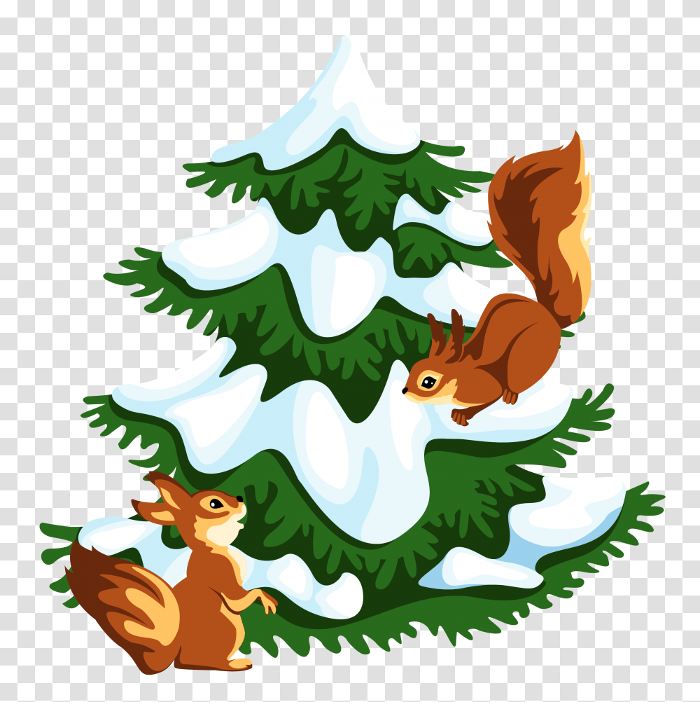 Squirrel Cartoon Image, Tree, Plant, Ornament, Christmas Tree Transparent Png