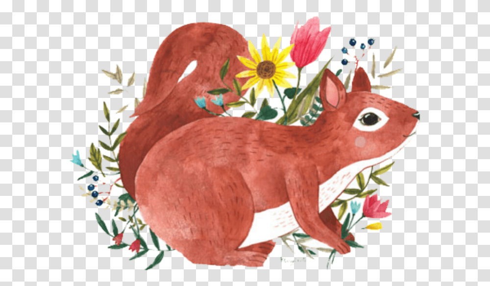 Squirrel Clipart Watercolor Illustration, Animal, Mammal, Wildlife, Plant Transparent Png