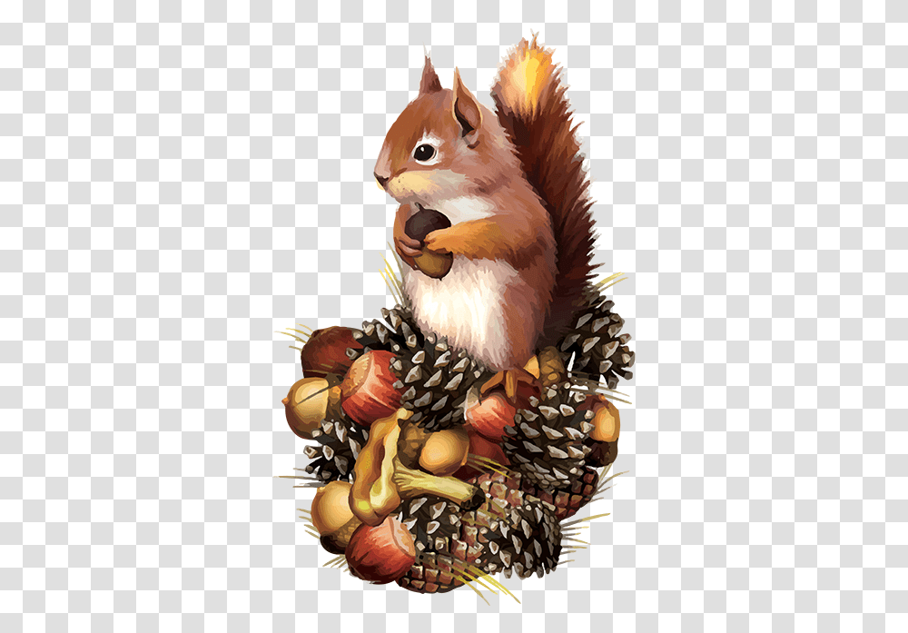 Squirrel Fall Clip Art Image Vintage Autumn Clip Art, Plant, Seed, Grain, Produce Transparent Png
