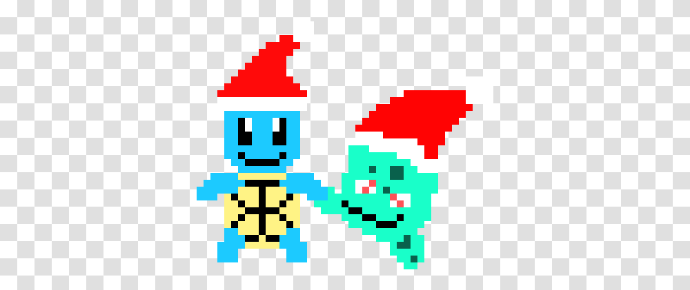 Squirtle And Bulbasaur Christmas Hats Pixel Art Maker Clip Art, Tree, Plant, Pac Man, Super Mario Transparent Png