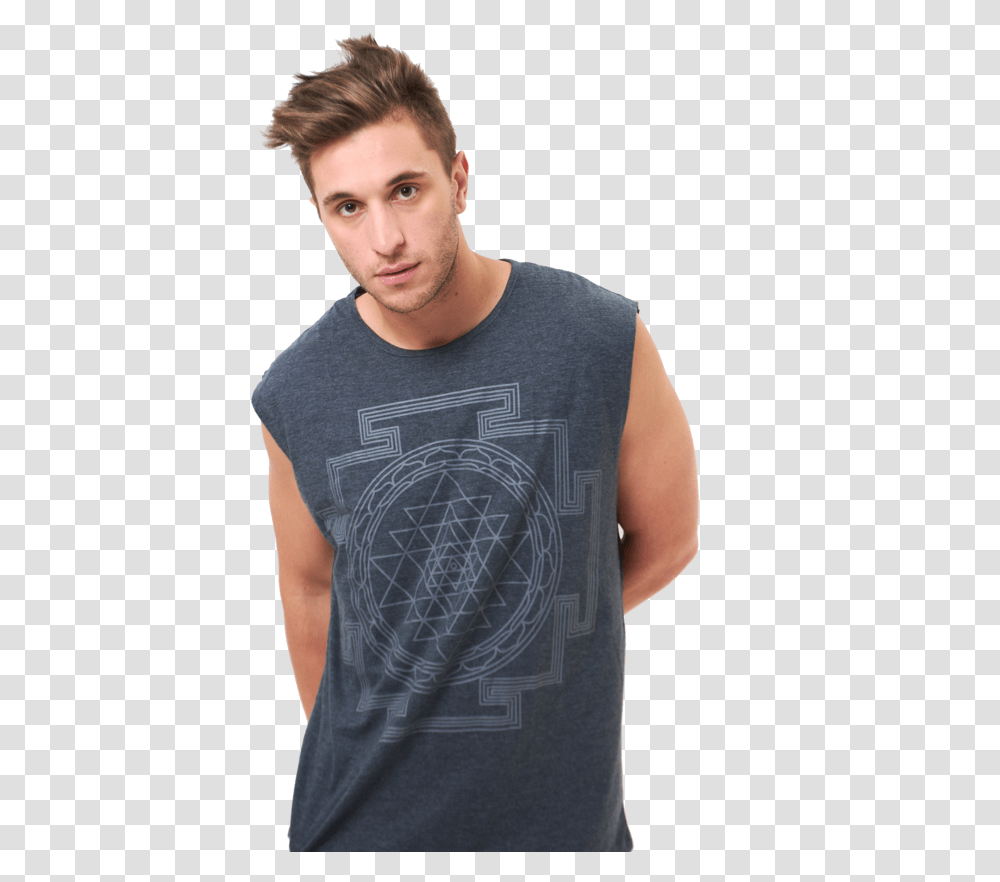 Sri Yantra Print Tank TopClass Pocket, Apparel, Person, Human Transparent Png