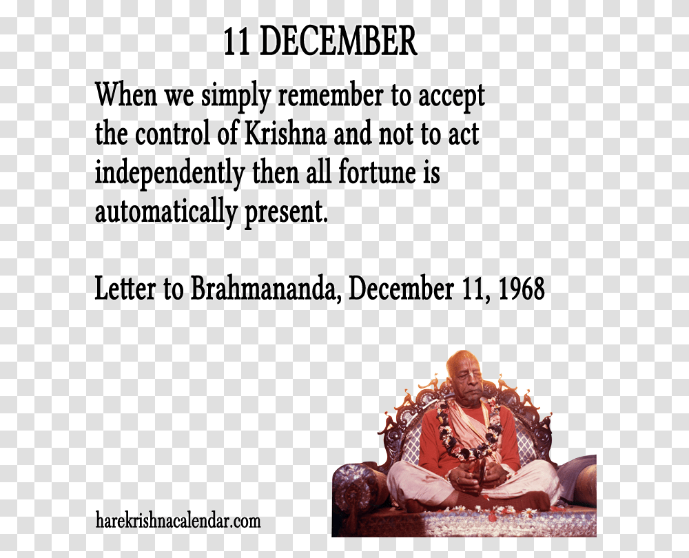 Srila Prabhupada Quotes For Month December Grace Ac Bhaktivedanta Swami Prabhupada, Advertisement, Poster, Flyer, Paper Transparent Png