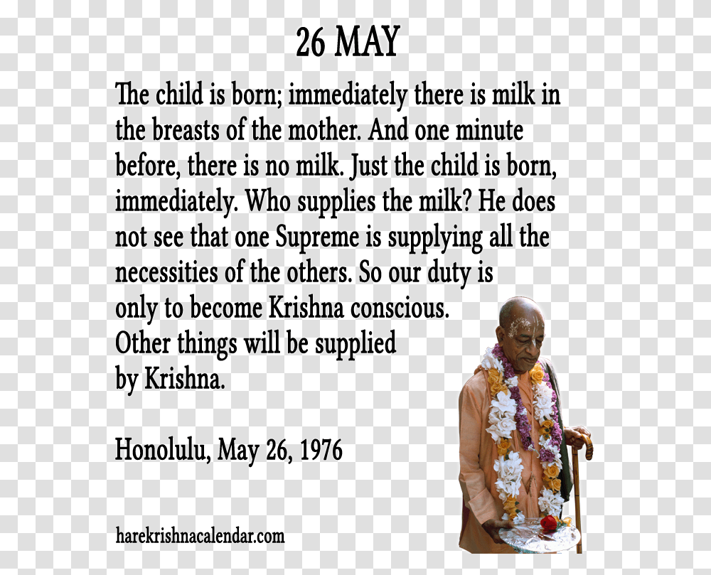 Srila Prabhupada Quotes For Month May May 26 Born Quotes, Person, Poster, Advertisement, Flyer Transparent Png