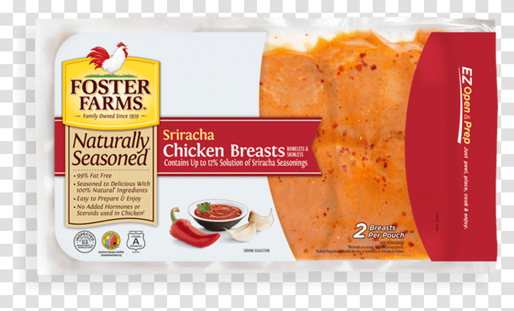 Sriracha Boneless Skinless Chicken Breasts Foster Farms Sriracha Chicken, Food, Bread, Bird, Animal Transparent Png