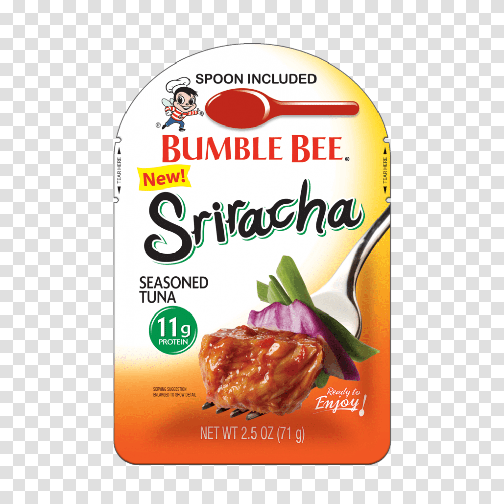 Sriracha Seasoned Tuna Pouch With Spoon Bumble Bee Tuna, Ketchup, Food, Beverage Transparent Png