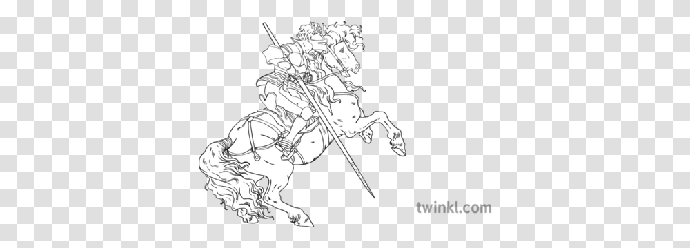 St Line Drawing St George Dragon, Person, Human, Knight, Samurai Transparent Png